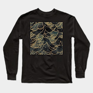 Abstract Winter Christmas Trees, Gold and Green Long Sleeve T-Shirt